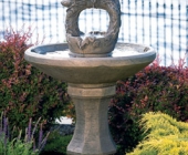 NESTING BIRDS ON VINE SPHERE FOUNTAIN
