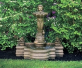 STANDING CHERUB WITH FROGS FOUNTAIN