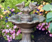 DOVES OF LOVE ON FLOWER SHELL FOUNTAIN